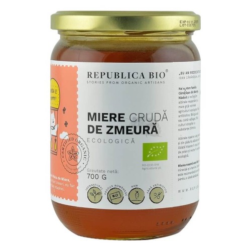 MIERE DE ZMEURA CRUDA BIO 700G REPUBLICA BIO