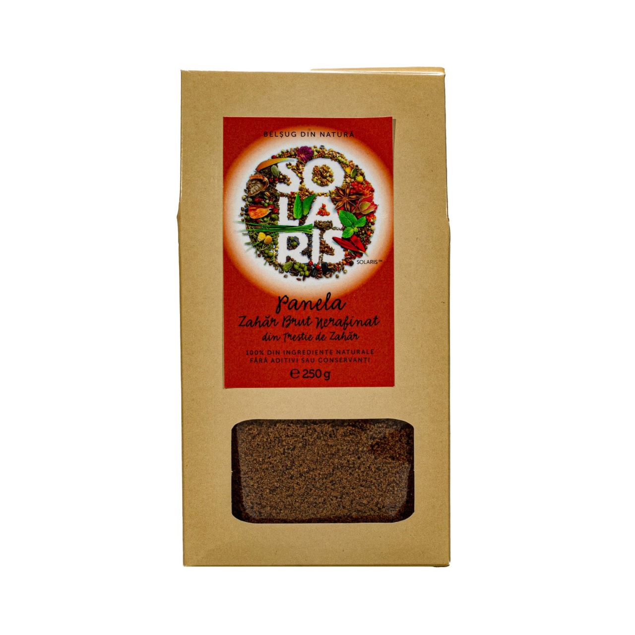 ZAHAR BRUT NERAFINAT DIN TRESTIE DE ZAHAR PANELA 250GR SOLARIS