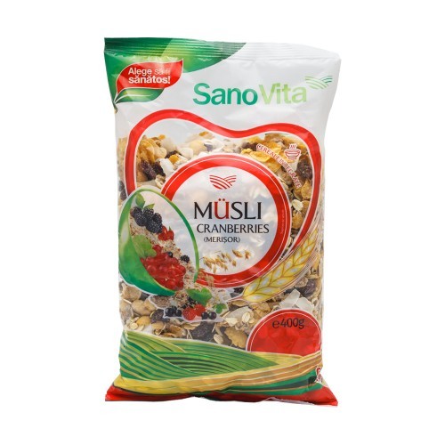 MUSLI CRANBERRIES 400GR SANOVITA