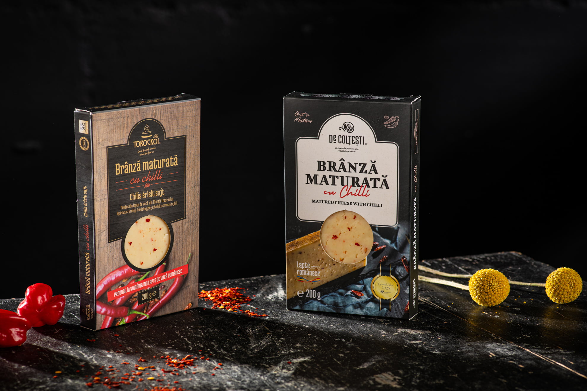 BRANZA MATURATA DE VACA CU CHILLI 200G TOROCKOI/DE COLTESTI