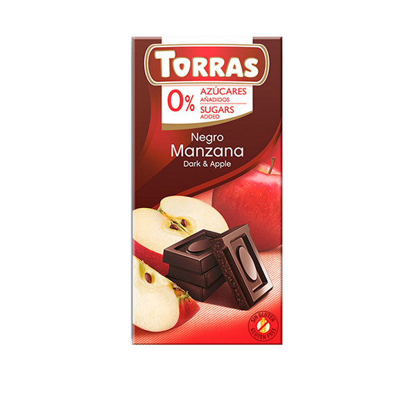 CIOCOLATA NEAGRA CU MERE 75G TORRAS
