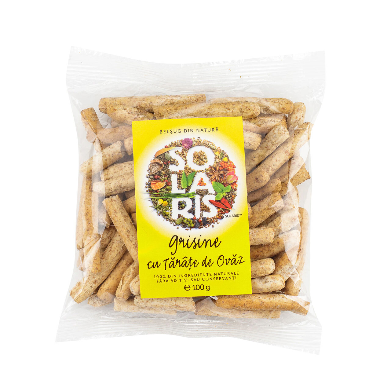 GRISINE DIN FAINA INTEGRALA SI TARATE DE OVAZ 100GR SOLARIS