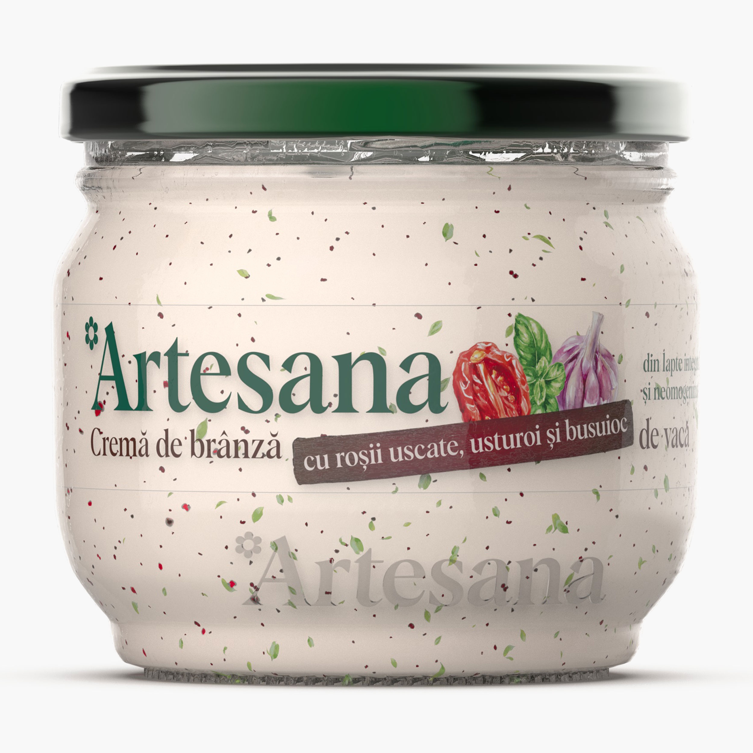BRANZA CREMOASA DE VACA CU ROSII USCATE, USTUROI SI BUSUIOC 200GR ARTESANA