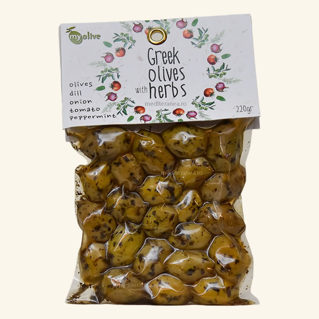 MASLINE VERZI CU MENTA CREATA 220G MEDITERANEA GOURMET