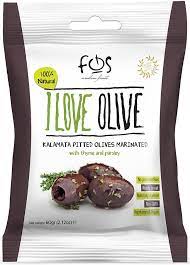 MASLINE KALAMATA FARA SAMBURI MARINATE CU CIMBRU SI PATRUNJEL 60G FOS