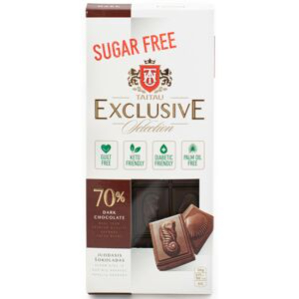 CIOCOLATA NEAGRA FARA ZAHAR EXCLUSIVE 70% 100G TAITAU