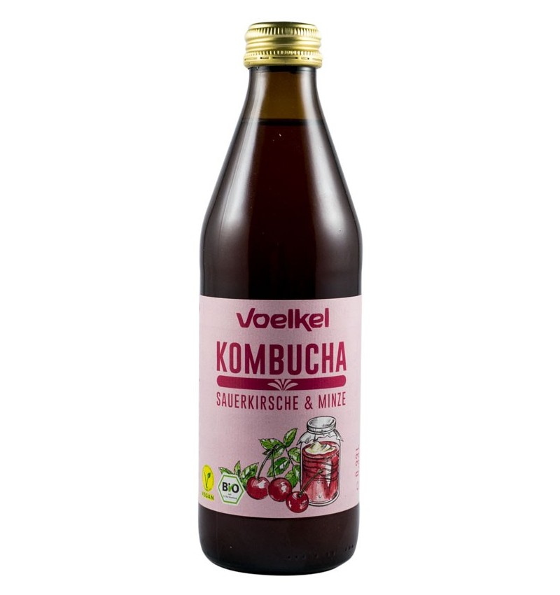 KOMBUCHA CU VISINE SI MENTA BIO 330ML VOELKEL