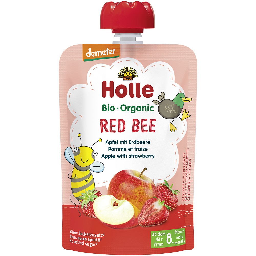 PIURE DE MERE ROSII SI CAPSUNI BIO 100G HOLLE