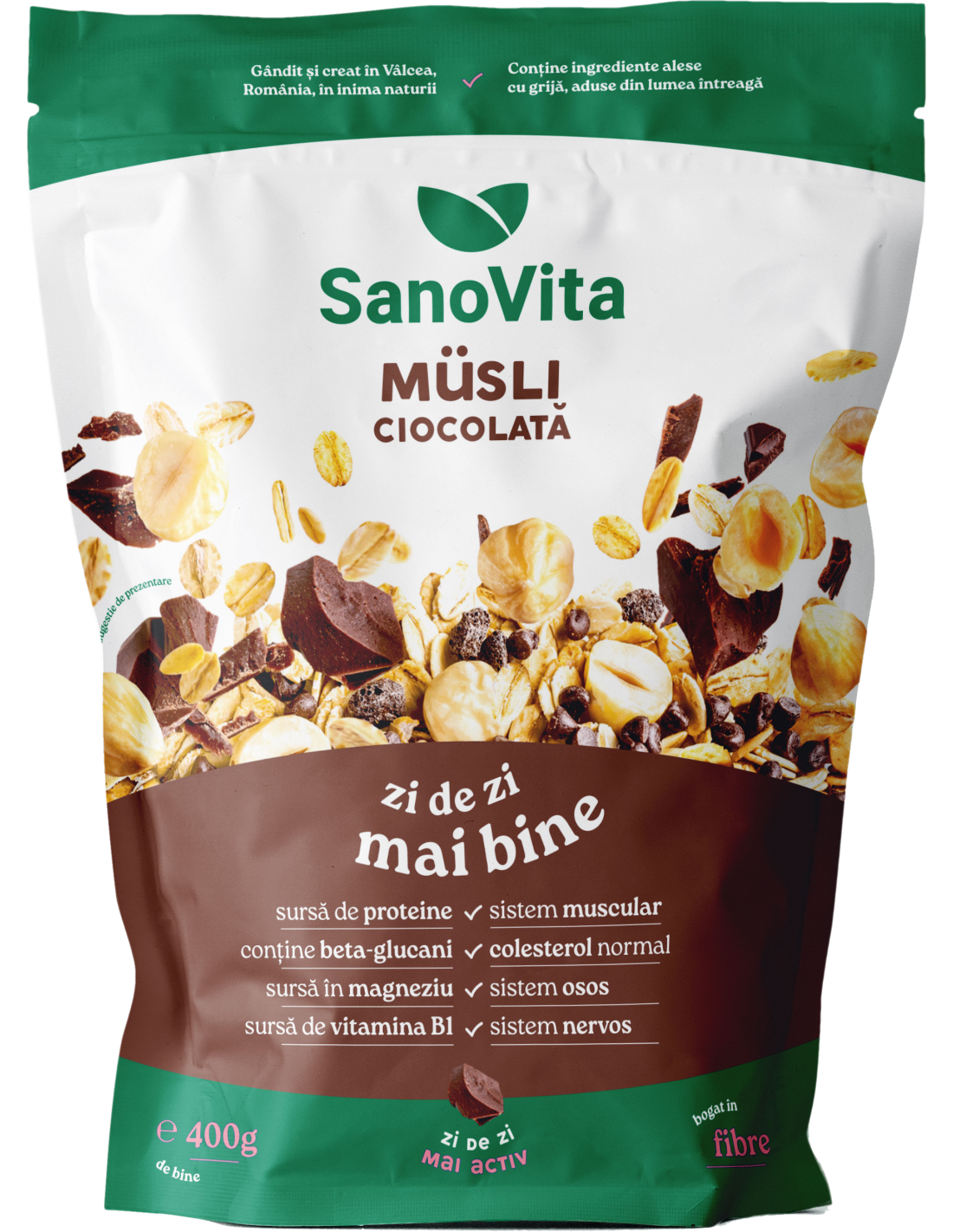 MUSLI CU CIOCOLATA 400GR ZIPPER SANOVITA